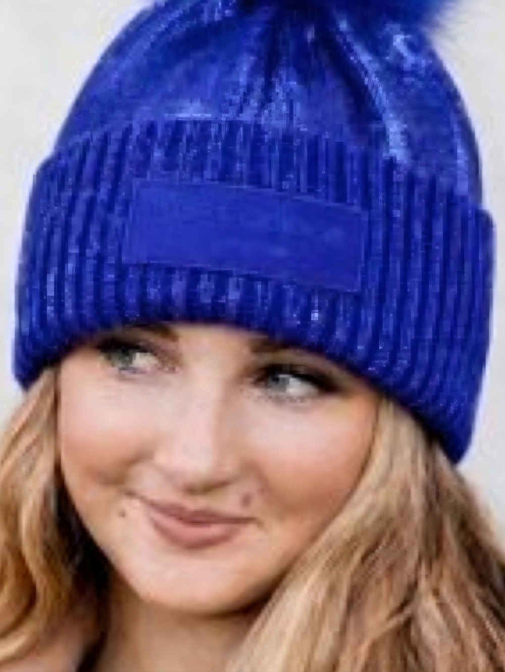 Kurt Geiger Royal Blue Metallic Ribbed Beanie Nwt